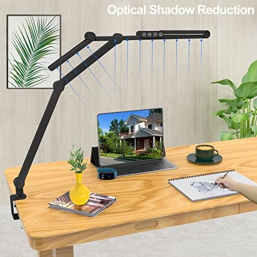 Micomlan Led Desk Lamp with Clamp, Architect Desk Lamp for Home Office with Atmosphere Lighting, 24W Ultra Bright Auto Dimming Computer Light Stepless Dimming and Tempering LED Table Light - Image 6