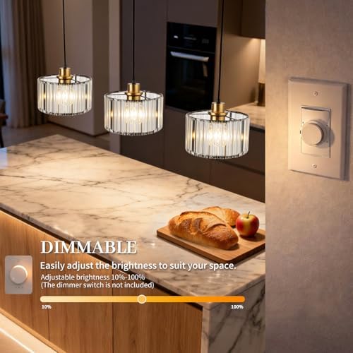 TALOYA Pendant Lights Kitchen Island Black and Gold, Crystal Pendant Light Modern for Dining Room, Height Adjustable Chandelier Hanging Island Light Fixtures for Kitchen Hallway(Bulb Not Included) - Image 5