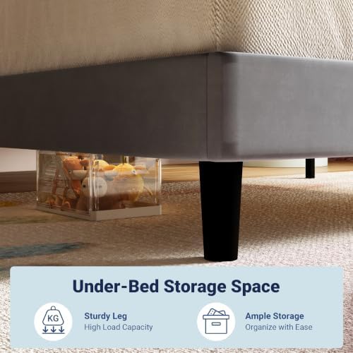 Allewie Twin Platform Bed Frame with Velvet Upholstered Headboard - Image 5