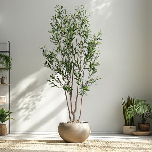 Erimda 7FT Artificial Olive Tree Tall Faux Silk Plant Tall Faux Olive Tree with Natural Wood Trunk & Lifelike Fruits Fake Potted Tree or Home Office Decor - Image 4