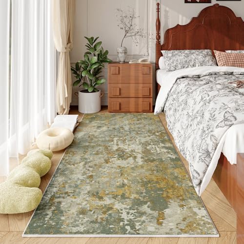 Green Rug Runners for Hallways Kitchen Non Slip Washable 2x6 Entryway Runner Rugs with Rubber Backing 6ft Long Carpet Runner for Laundry Bedroom, Low Pile Stain & Fade Resistant, Abstract Sage Green - Image 3
