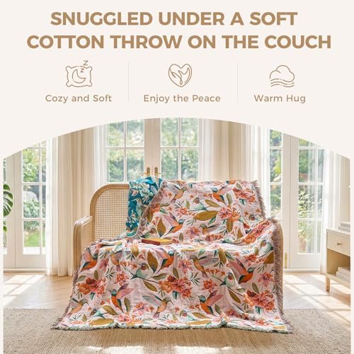 LUTBM Boho Throw Blanket for Bed 60"x80", 100% Cotton Soft Couch Blankets - Image 4