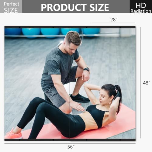 Home Gym Mirror for Wall, 48x28x2PCS Frameless Full Length Mirror, Black - Image 2
