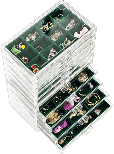 ProCase Earring Holder Organizer Jewelry Box with 10 Drawers, Emerald by ProCase