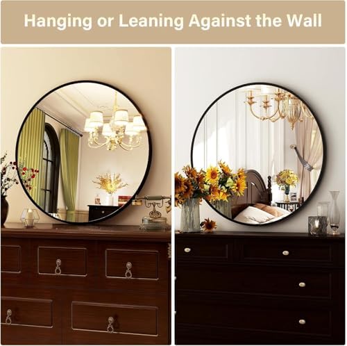 HARRITPURE Round Mirror 30 Black Wall Mounted Circle Mirrors - Image 4
