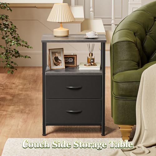 Huuger Night Stand with 2 Drawers, Bedside Table with Open Shelf - Image 6