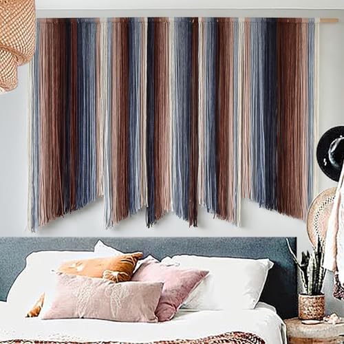 Macrame Wall Hanging Dip Dyed Large Yarn Wall Art Boho Home Decor 57"W*35"L - Image 2