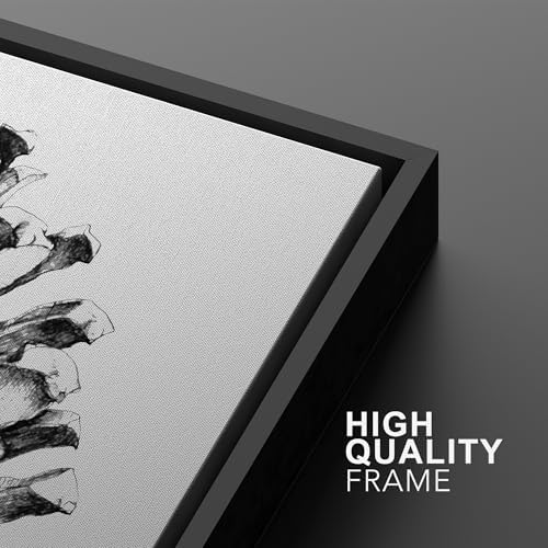 SIGNWIN Framed Canvas Print Wall Art Set Black & White Forest Woodland Pinecone Nature Wilderness Illustrations Modern Art Relax/Calm for Living Room, Bedroom, Office - 24"" x36 x2 Black - Image 5