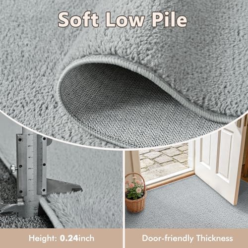 2x6 Light Grey Solid Runner Rug Washable Non-Slip for Kitchen Hallway - Image 4