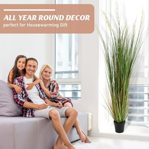 Jexine 2 Pcs 7 ft Tall Artificial Grass Plant Potted Artificial Greenery Floor Plants Faux Pampas Grass Tall in Pot for Housewarming Gift House Garden Bathroom Lobby Outdoor Decoration - Image 5