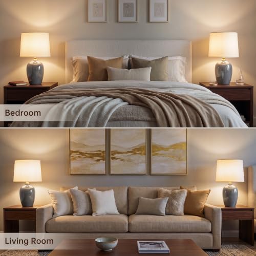 Dawnwake 19.1" Ceramic Table Lamps Set of 2 for Bedroom Living Room,Grey - Image 5