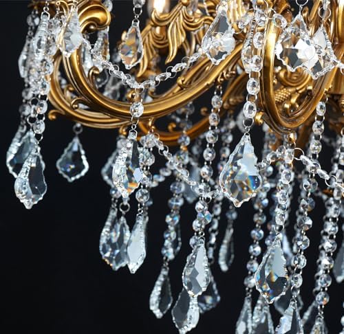 Modern Crystal Chandelier Antique Gold Chandelier Luxury 36.4" - Image 3