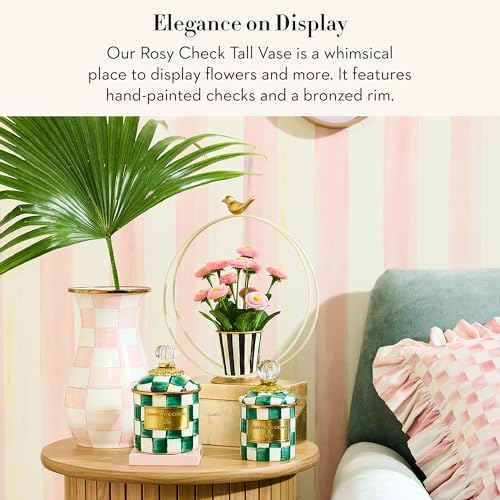 MACKENZIE-CHILDS Enamel Tall Vase, Pink-and-White Rosy Check - Image 2