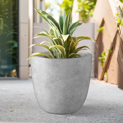 Kante Pale Gray Concrete Planter 18" Dia All-Weather Round Large Pot - Image 5
