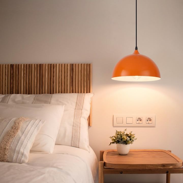 Orange Plug in Pendant Light 2 Packs 11.8inch, Modern Pendant Light, Kitchen Pendant Lights, Pendant Lights Kitchen Island, Hanging Lights with Plug in Cord 14.7 ft - Image 4