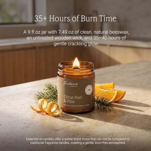 Fontana Candle Co Wood Wick Beeswax Candle, Citrus Peel & Pine - Image 3