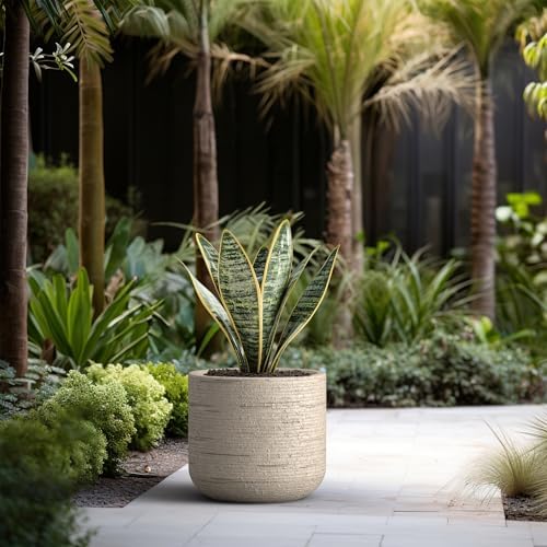 Kante XLarge Round Capsule Weathered Concrete Planter 17.3" Dia, Outdoor - Image 3