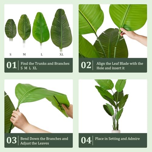 Bird of Paradise Plant Artificial 5.3Ft Tall Fake Tropical Palm Tree with Plastic Pot Silk Floor Plant for Indoor Outdoor Home Office Living Room Decor - Image 5