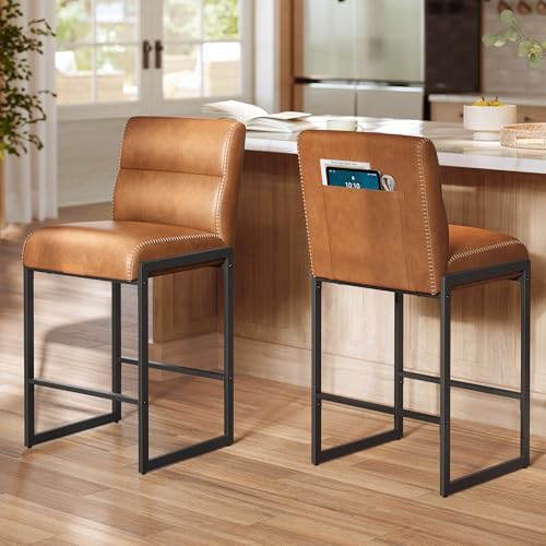 VASAGLE Bar Stools Set of 2, Counter Height Chairs with Backs, 26.4-Inch by VASAGLEbySONGMICSHOME