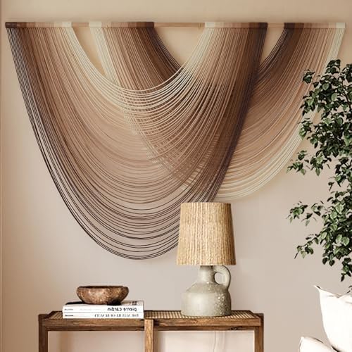 Macrame Wall Hanging Dip Dyed Large Boho Brown Fiber Wall Art 57"W*39"L by FLBER