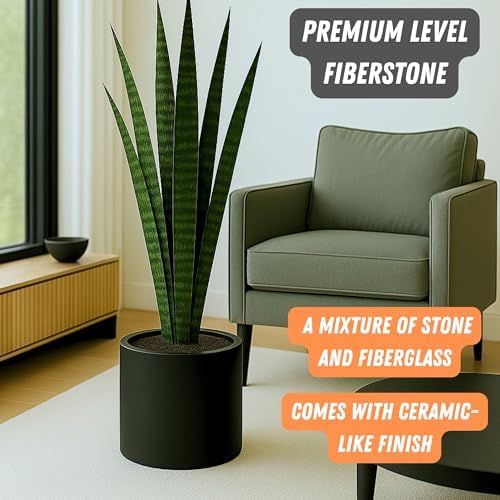 Fox & Fern Large Planter for Indoor or Outdoor, Black Matte, 12 Inch - Image 2
