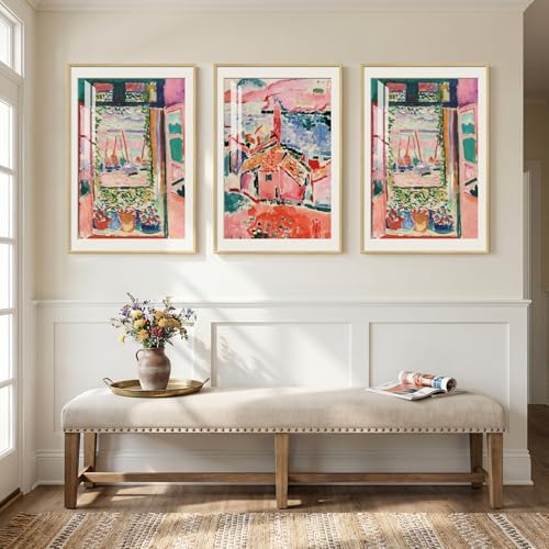 Large Framed Matisse Colorful Canvas Wall Art for Living Room, 3 Piece - Image 4
