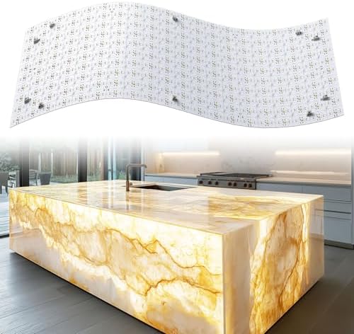 Lichaser 4 Pack LED Backlight Sheet Warm White 3000K 24V 36W, Dimmable LED Panel Sheet Work with Alexa, Flexible Backlit Light Remote & APP Control, 19.7X9.7 Inch for Marble, Onyx, Quartz Countertop by Unknown