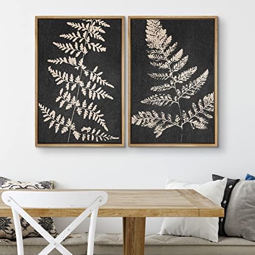 SIGNWIN Canvas Print Wall Art Set Black Tan Forest Fern Plant Leaf Silhouette Nature Wilderness Illustrations Modern Art Rustic Multicolor for Living Room, Bedroom, Office - 16"" x24 x2 Natural - Image 3