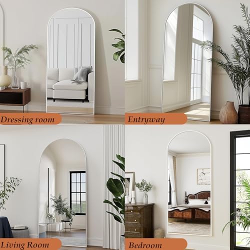 Dewfig Arched Full Length Mirror, 76"x34" Large Floor Mirror, White - Image 4