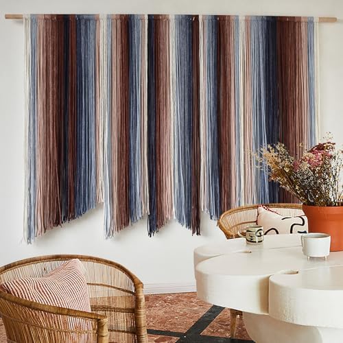 Macrame Wall Hanging Dip Dyed Large Yarn Wall Art Boho Home Decor 57"W*35"L - Image 3