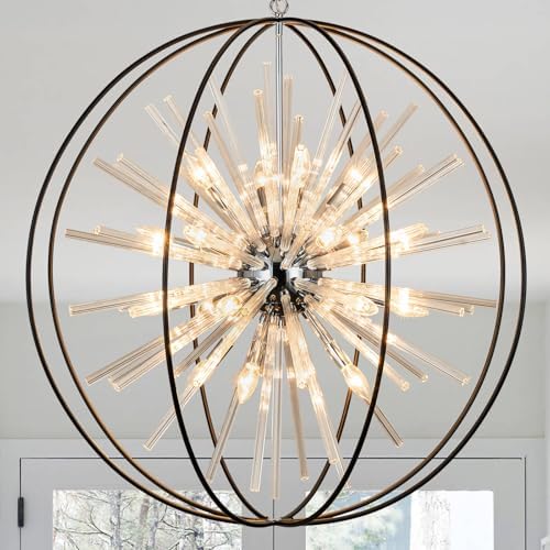 Modern Large Black Crystal Chandelier for High Ceilings Foyer Entryway - Image 4