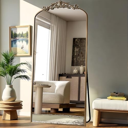 Dewfig Arched Full Length Mirror, 71"x32" Floor Mirror with Carved, Bronze by YourSpacePerfectlyReflected