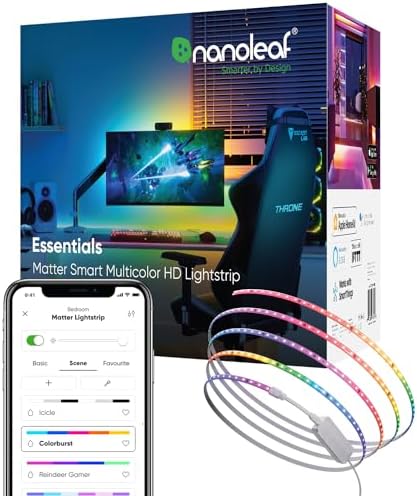 Nanoleaf Essentials Matter Lightstrip, RGBW, 16.4ft, 300 Color Zones by NANOLEAF