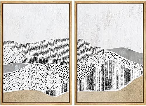 SIGNWIN Framed Canvas Print Wall Art Set Grunge Black & Brown Landscape Abstract Geometric Digital Art Minimalism Modern Art Decorative Boho for Living Room, Bedroom, Office - 24"" x36 x2 Natural by SIGNWIN