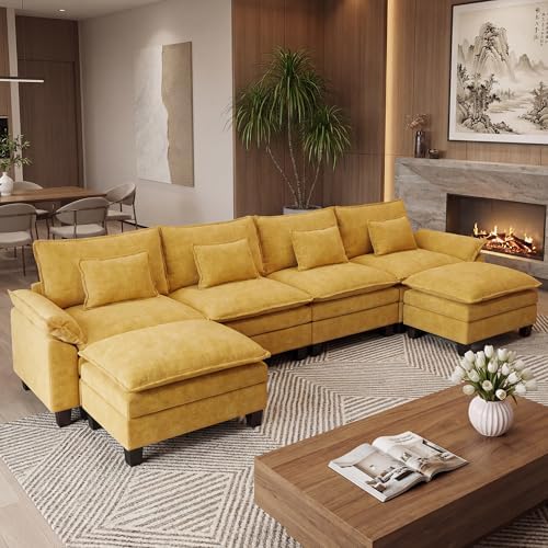 URRED Oversized Modular Sectional Sofa，Yellow：157" U Shaped by URRED