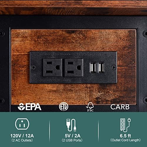 Yoobure End Table with Charging Station, Flip Top Side Table with USB Ports and Outlets, Sofa Couch Table Bedside Table for Living Room Bedroom, Narrow Nightstand with Storage Shelves for Small Space - Image 6