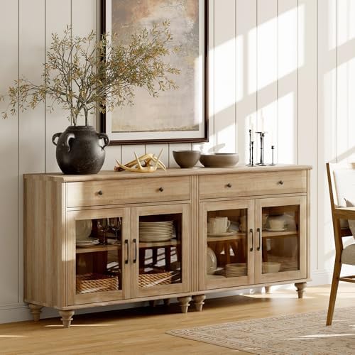 WAMPAT Oak Sideboard Buffet Cabinets, Large Kitchen Storage Cabinets, 68" - Image 5