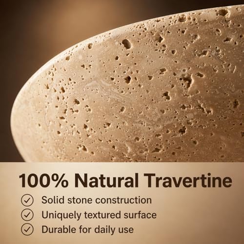 11.8" Natural Travertine Fruit Bowl,Stone Decorative Bowl,Beige - Image 3
