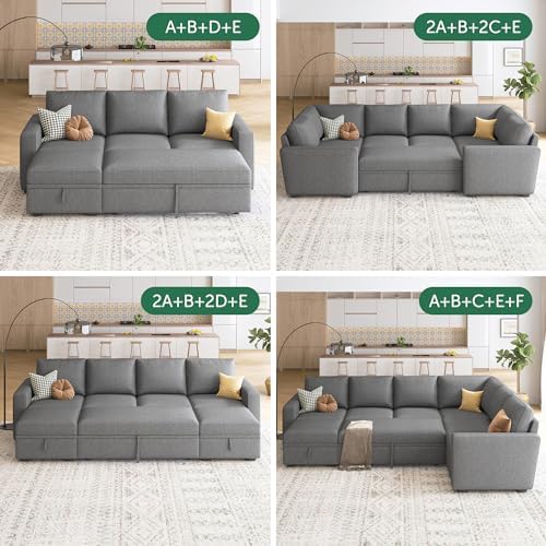 HONBAY Single Seat for Modular Sectional Sleeper Sofa with Pull Out Bed, Customizable Armless Chair for Sectional Couch, Dark Grey - Image 6