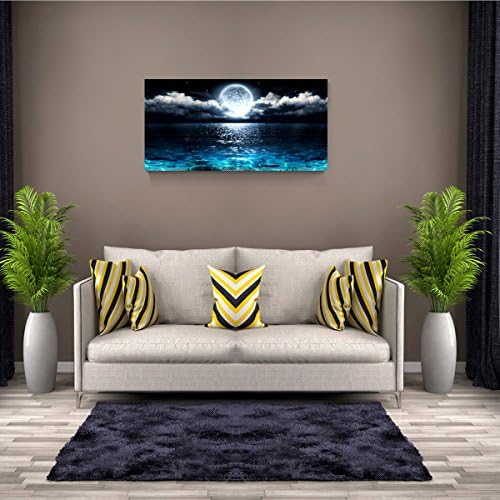Wall Art Moon Sea Ocean Landscape Picture Canvas Wall Art Print Paintings Modern Artwork for Living Room Wall Decor and Home Décor Framed Ready to Hang,1inch Thick Frame, Waterproof Artwork. - Image 2