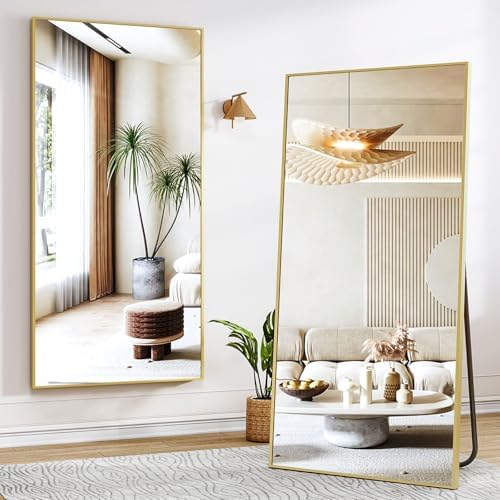 Easly 26"x71" Full Length Mirror, Adjustable Standing/Wall Mounted Floor Mirror for Bedroom, Living Room, Entryway, Large Gold Leaning Mirror with Shatterproof Glass - Image 3