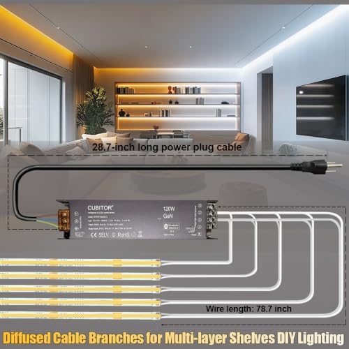 Diffused CCT COB LED Light Strip,5Rolls*6.56FT,2700K-6500K Dimmable,Smart Transformer Support Remote/App/Alexa Voice Control,for Display Case,Book Shelves,Kitchen Under Cabinet DIY Lighting - Image 2
