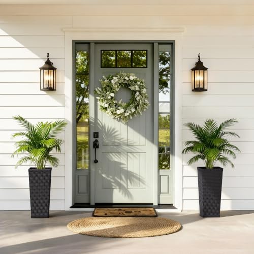 24 Inch Tall Plastic Planters (Set of 2) with Drainage Holes, Black - Image 3