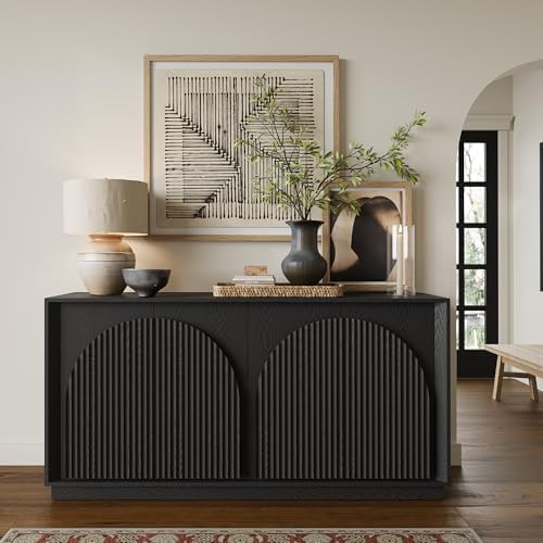 win2win 65" Sideboard Buffet Cabinet with Storage, Modular Credenza, Black - Image 3