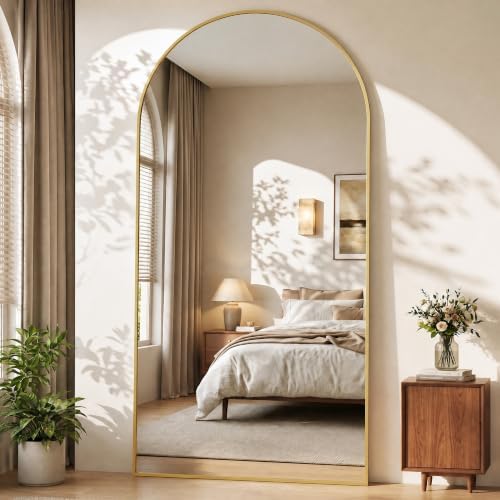 76"x34" Arched Full Length Mirror, Large Floor Mirror, Gold - Image 3