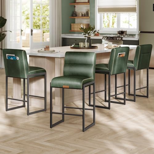 VASAGLE Bar Stools Set of 4, Counter Height Chairs with Backs, 26.4-Inch by VASAGLEbySONGMICSHOME