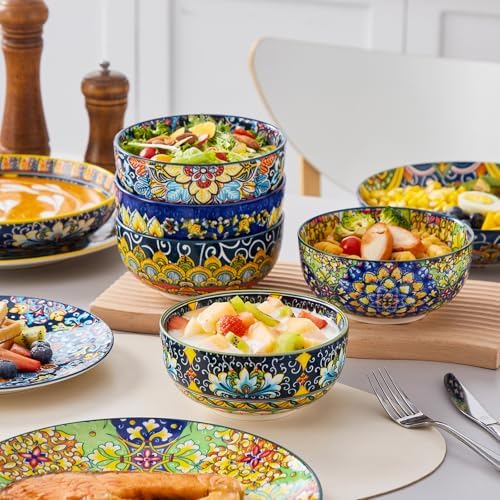 vancasso 24 Pieces Dinnerware Sets for 6, Porcelain Plates and Bowls Set, Boho Dishes Set, Microwave and Dishwasher Safe, Scratch Resistant, Series SIMI - Image 6