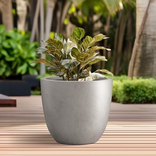 Kante Weathered Concrete Planter 10" Dia All-Weather Round Small Pot - Image 6