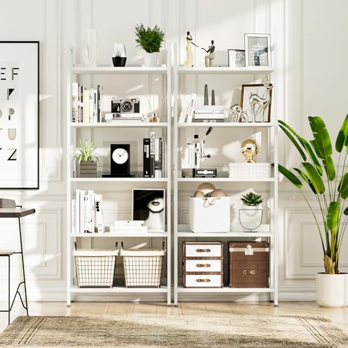 NUMENN Bookshelf, 5 Tier Freestanding Shelving Unit, White - Image 5