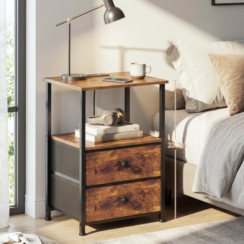 LOAKEKEL Nightstands Set of 2, Night Stand with Charging Station - Image 2